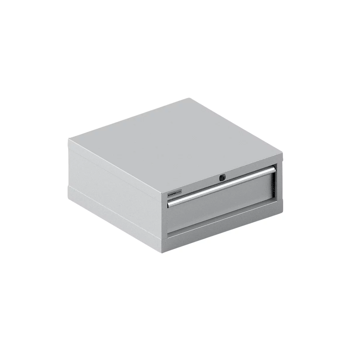 Schäfer Shop Pure Armoire à tiroirs 27-27 SSI SCHÄFER, 1 tiroir, jusqu'à 75 kg, l. 564 x P 572 x H 250 mm, alu blanc/alu blanc