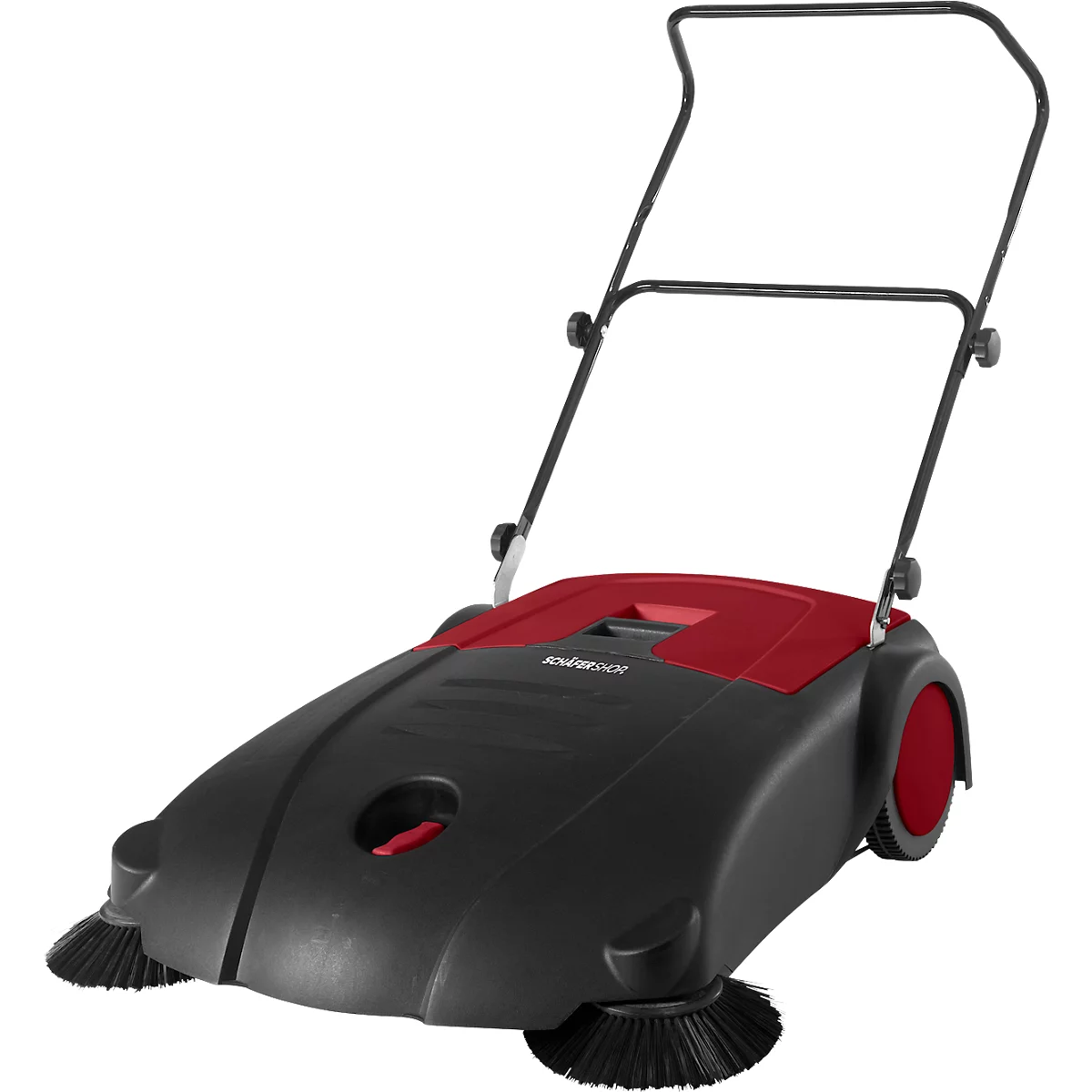 Schäfer Shop Pure Balayeuse manuelle, capacité de balayage 3200 m²/h, jusqu'à 30 l, L 1130 x l 850 x H 860/910/960 mm, noir/rouge