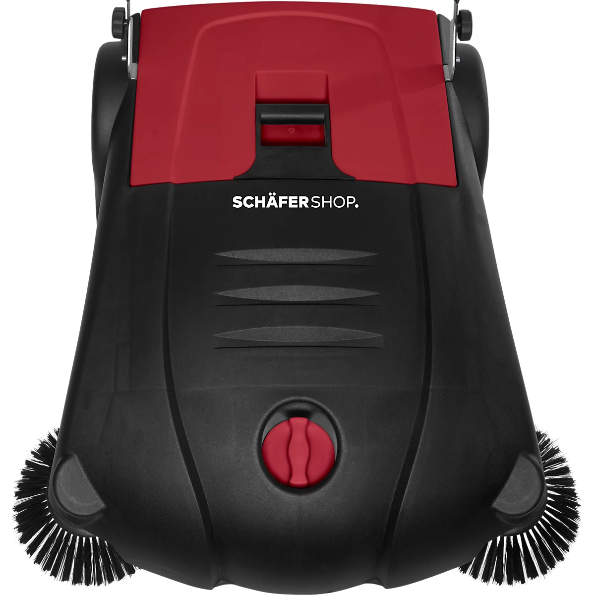 Schäfer Shop Pure Balayeuse manuelle, capacité de balayage 3200 m²/h, jusqu'à 30 l, L 1130 x l 850 x H 860/910/960 mm, noir/rouge