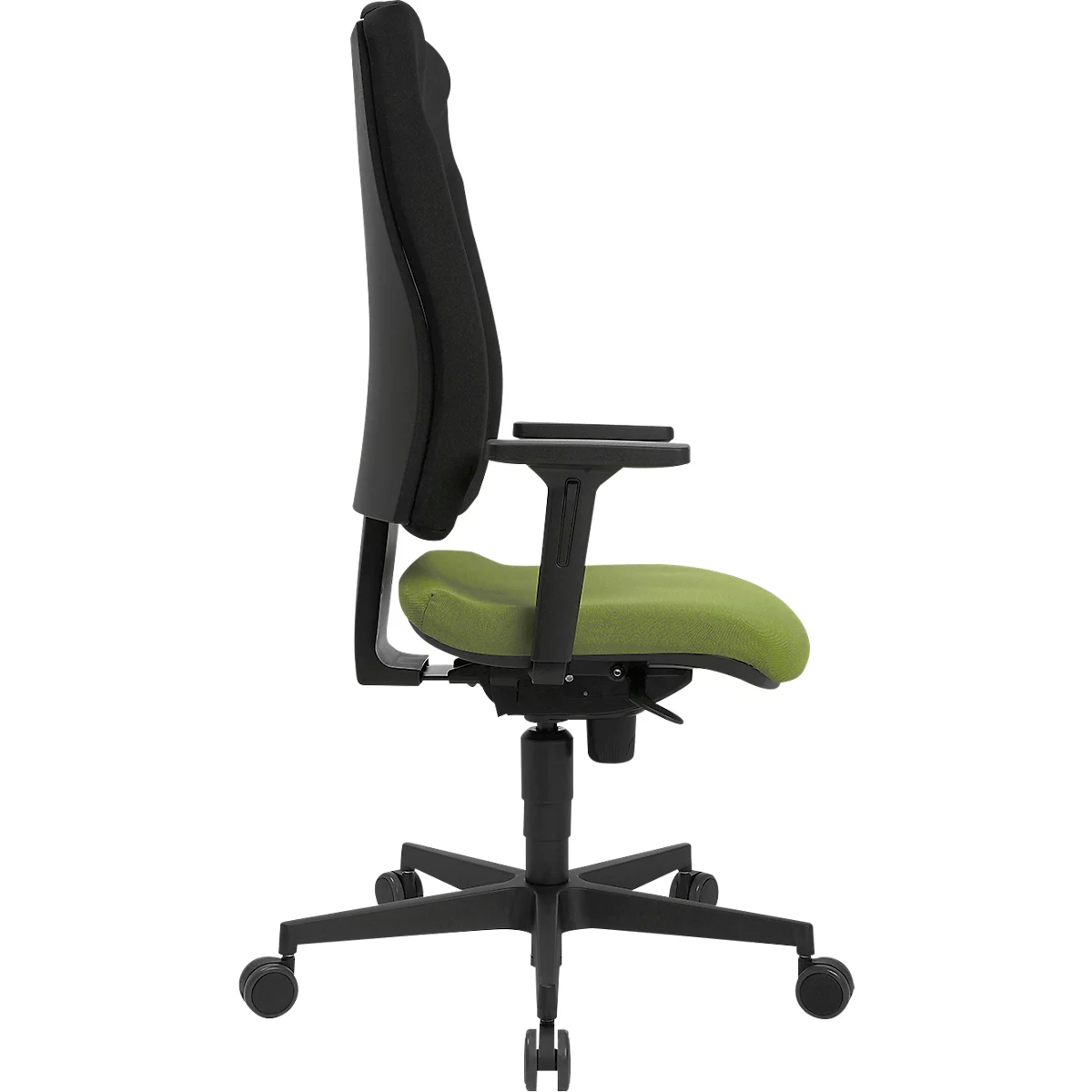 Schäfer Shop Pure Bürostuhl SSI Proline P1 ECO, mit Armlehnen, Synchronmechanik, Bandscheibensitz, Recycling-Kunststoff, schwarz/salbei