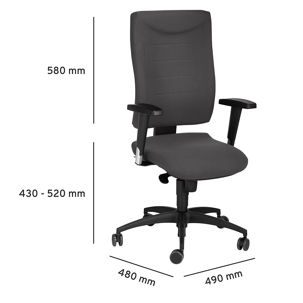 Schäfer Shop Pure Bürostuhl SSI Proline P1, mit Armlehnen, Synchronmechanik, Bandscheibensitz, anthrazit