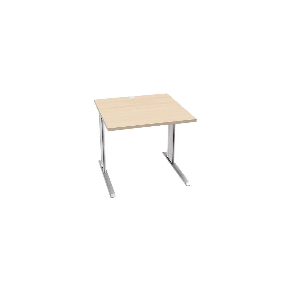 Schäfer Shop Pure Bureau PLANOVA BASIC, carré, pied en C, L 800 x P 800 x H 717 mm, érable/blanc + passage de câbles