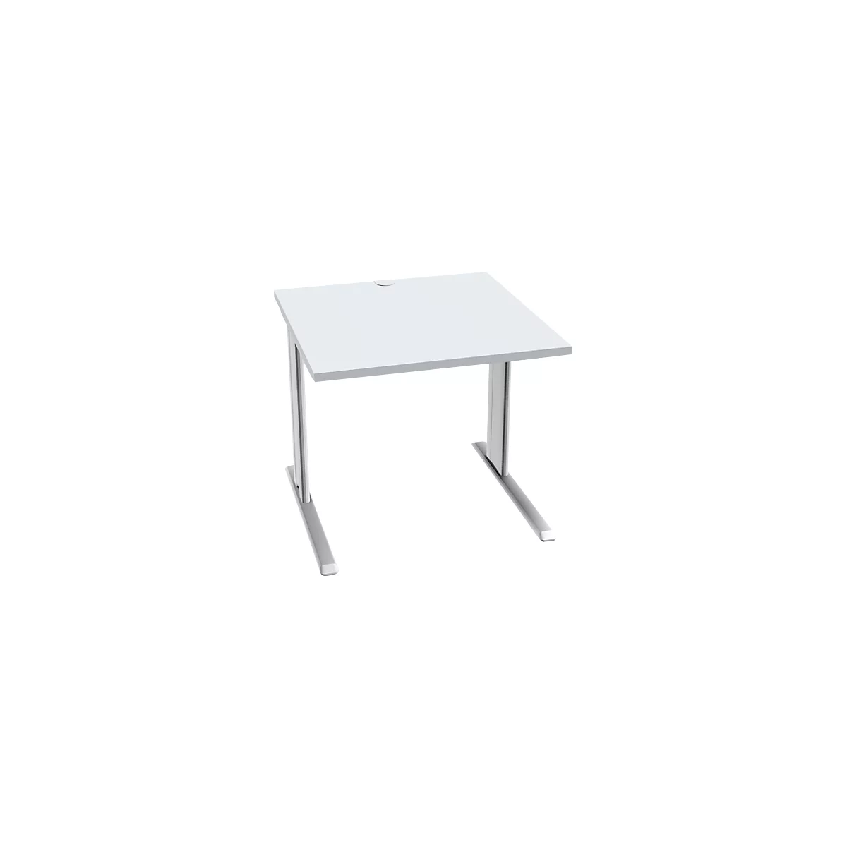 Schäfer Shop Pure Bureau PLANOVA BASIC, carré, pied en C, L 800 x P 800 x H 717 mm, gris clair/blanc + passage de câbles