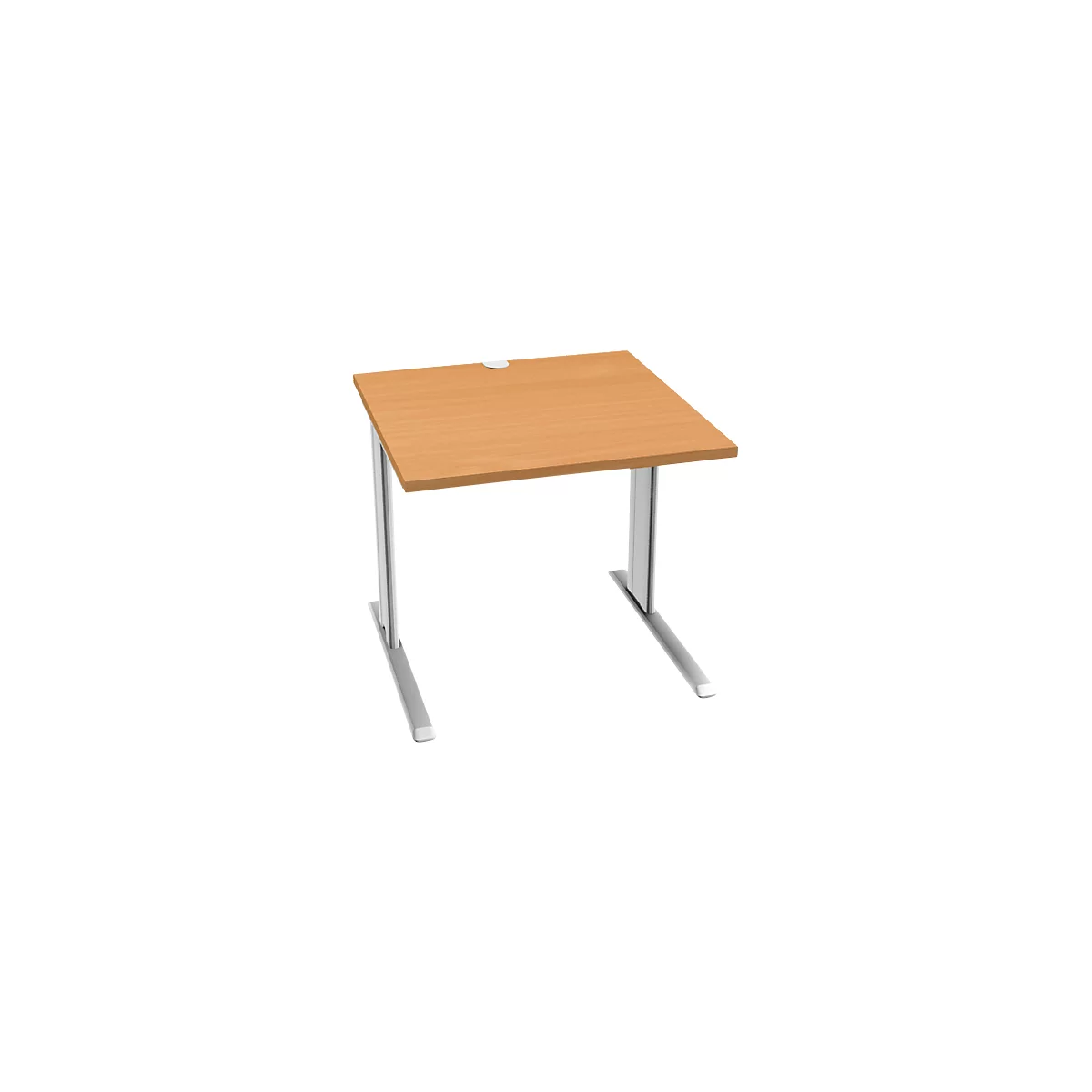 Schäfer Shop Pure Bureau PLANOVA BASIC, carré, pied en C, L 800 x P 800 x H 717 mm, hêtre/blanc + passage de câbles