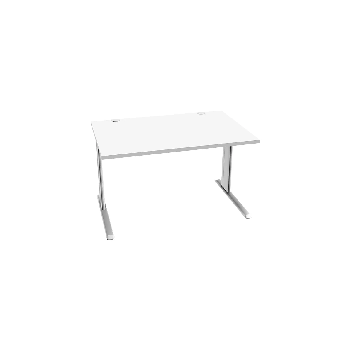 Schäfer Shop Pure Bureau PLANOVA BASIC, rectangulaire, pied en C, L 1200 x P 800 x H 717 mm, blanc + passage de câbles