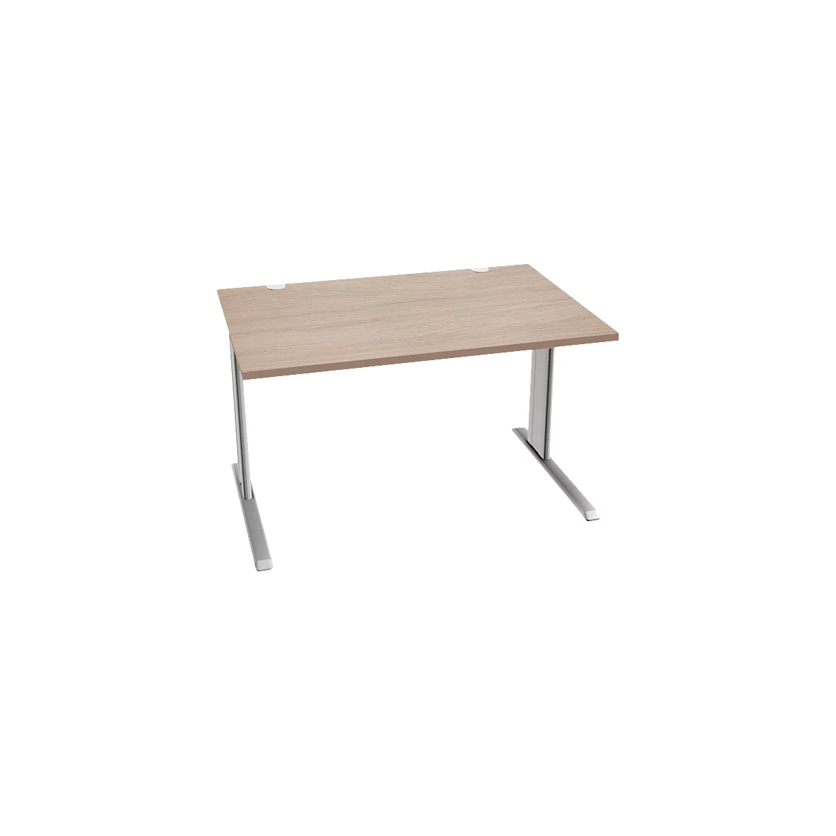 Schäfer Shop Pure Bureau PLANOVA BASIC, rectangulaire, pied en C, L 1200 x P 800 x H 717 mm, chêne/aluminium blanc + passage de câbles