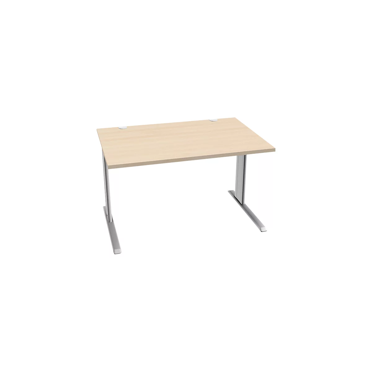 Schäfer Shop Pure Bureau PLANOVA BASIC, rectangulaire, pied en C, L 1200 x P 800 x H 717 mm, érable/aluminium blanc + passage de câbles