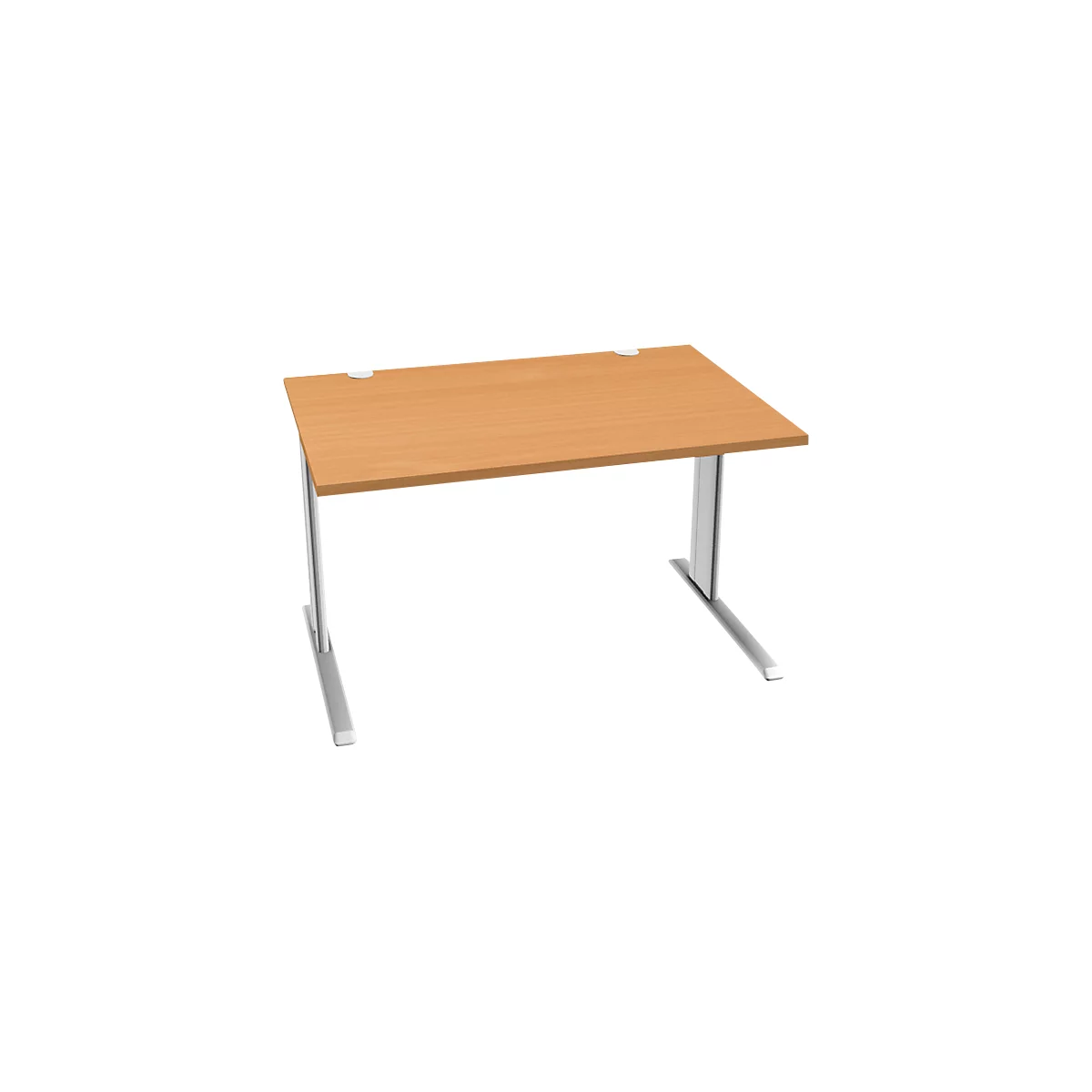 Schäfer Shop Pure Bureau PLANOVA BASIC, rectangulaire, pied en C, L 1200 x P 800 x H 717 mm, hêtre/blanc + passage de câbles