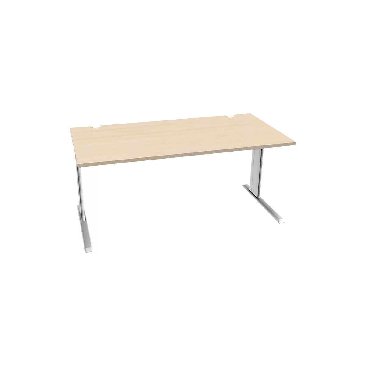 Schäfer Shop Pure Bureau PLANOVA BASIC, rectangulaire, pied en C, L 1600 x P 800 x H 717 mm, érable/blanc + passage de câbles