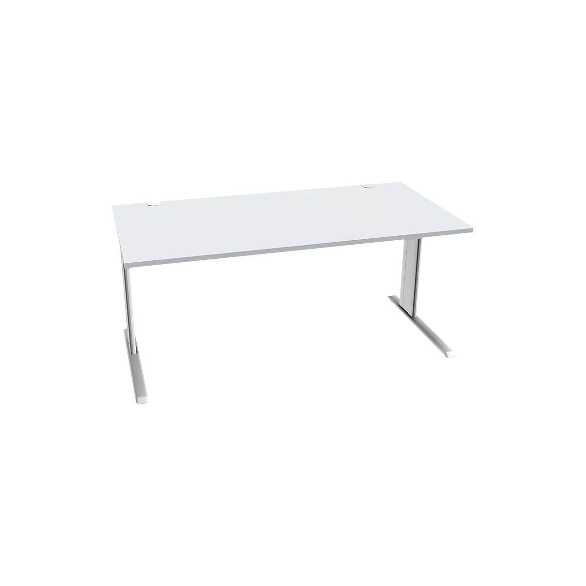 Schäfer Shop Pure Bureau PLANOVA BASIC, rectangulaire, pied en C, L 1600 x P 800 x H 717 mm, gris clair/blanc + passage de câbles