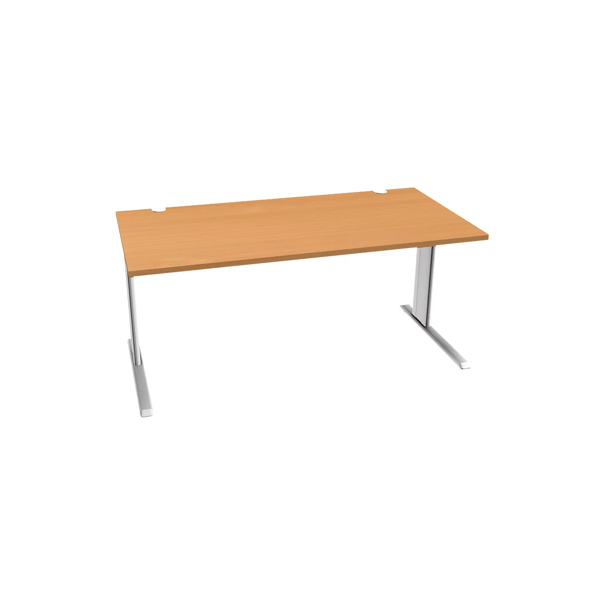 Schäfer Shop Pure Bureau PLANOVA BASIC, rectangulaire, pied en C, L 1600 x P 800 x H 717 mm, hêtre/blanc + passage de câbles