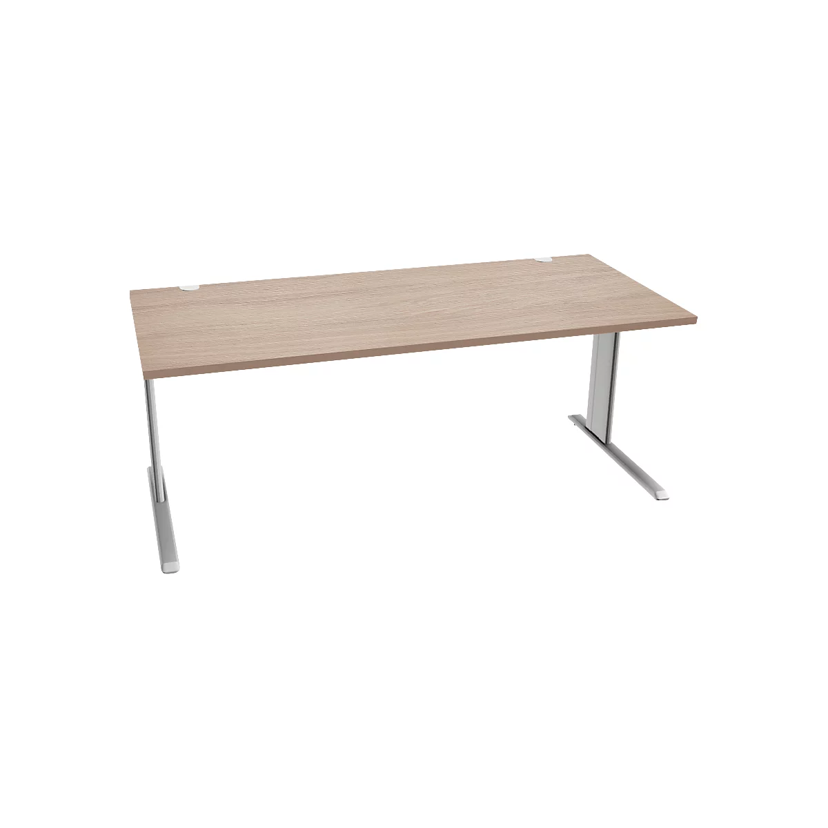 Schäfer Shop Pure Bureau PLANOVA BASIC, rectangulaire, pied en C, L 1800 x P 800 x H 717 mm, chêne/aluminium blanc + passage de câbles