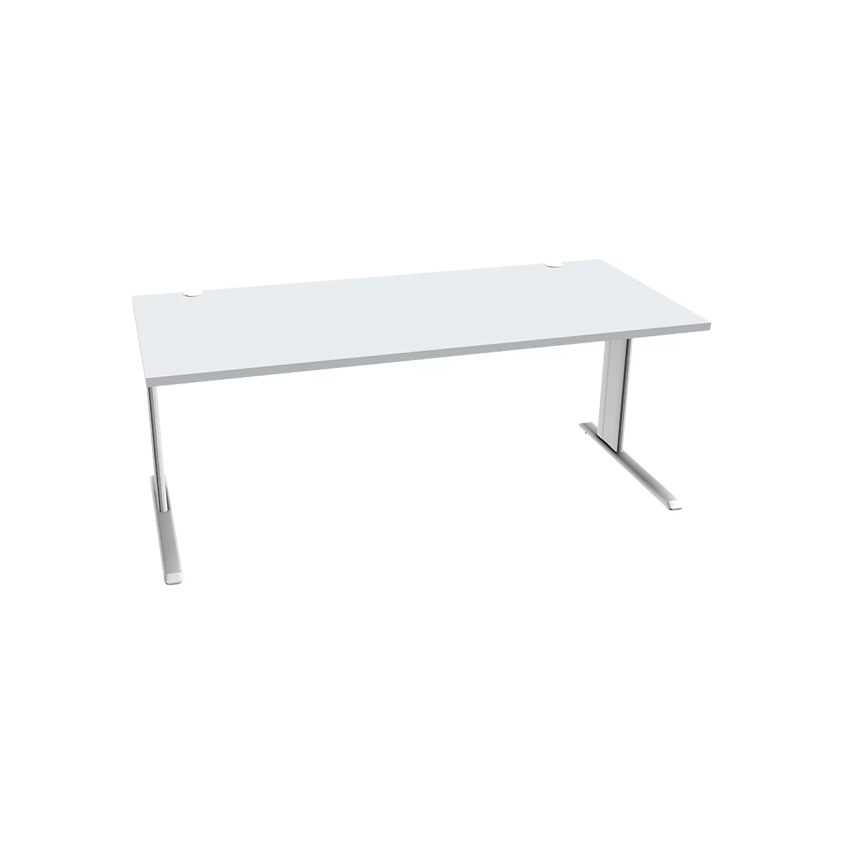 Schäfer Shop Pure Bureau PLANOVA BASIC, rectangulaire, pied en C, L 1800 x P 800 x H 717 mm, gris clair/blanc + passage de câbles