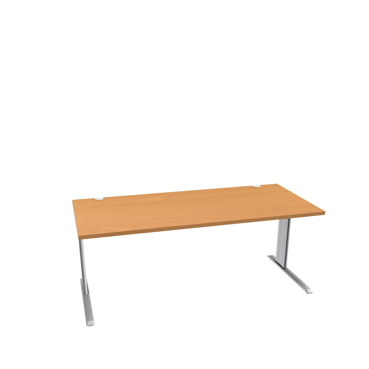 Schäfer Shop Pure Bureau PLANOVA BASIC, rectangulaire, pied en C, L 1800 x P 800 x H 717 mm, hêtre/aluminium blanc + passage de câbles