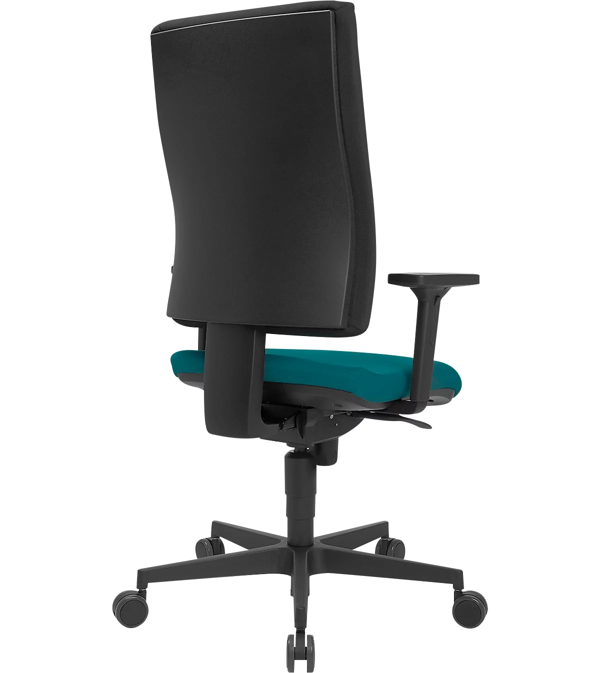 Schäfer Shop Pure bureaustoel SSI Proline P1 ECO, met armleuningen, synchroonmechanisme, tussenwervelschijfzitting, gerecycled kunststof, zwart/petrol
