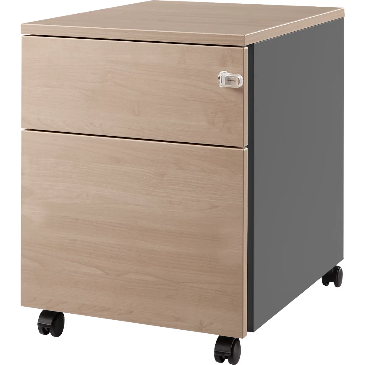 Schäfer Shop Pure Caisson à roulettes 36, acier/bois, 1 tiroir, décor chêne/anthracite