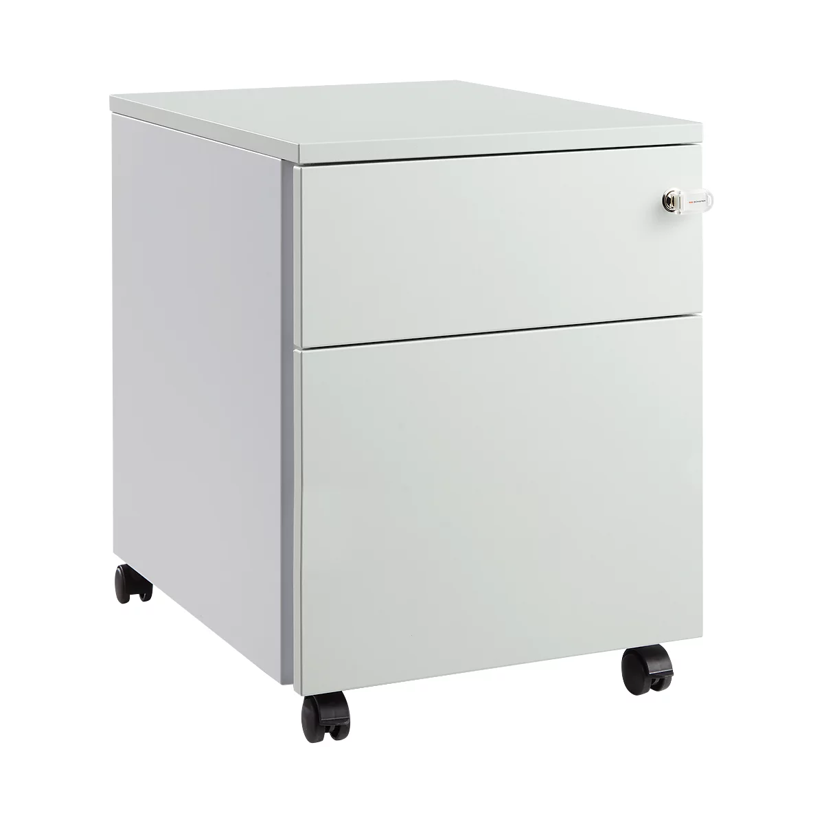 Schäfer Shop Pure Caisson mobile 36, corps en acier, façade en bois, roulettes verrouillables, L 435 x P 565 x H 567 mm, 1 tiroir, gris clair/alu blanc