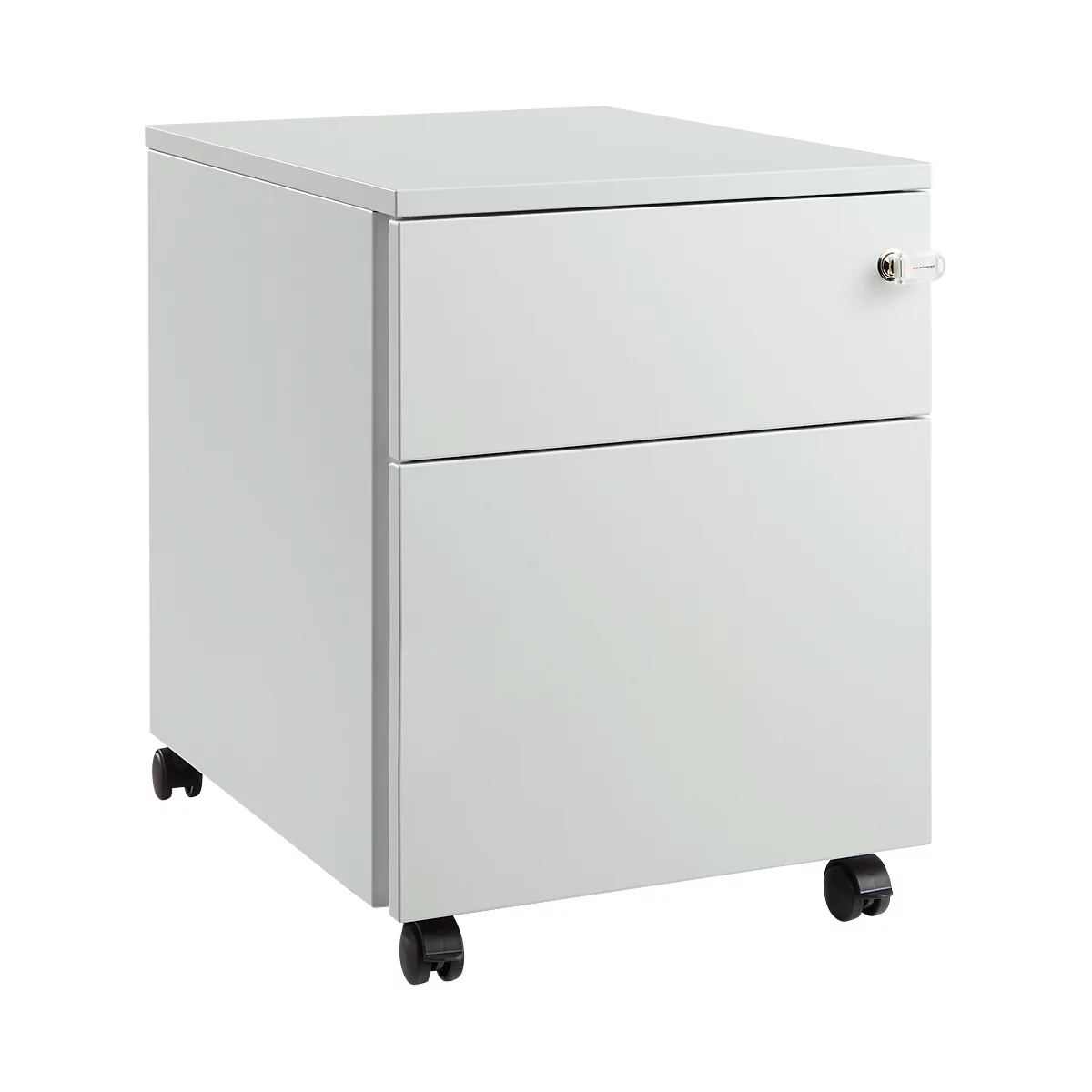Schäfer Shop Pure Caisson mobile 36, corps en acier, façade en bois, roulettes verrouillables, L 435 x P 565 x H 567 mm, 1 tiroir, gris clair/gris clair