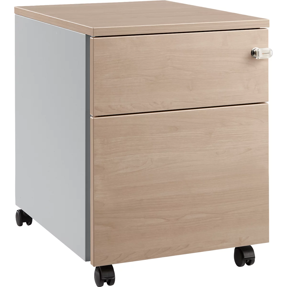 Schäfer Shop Pure Caisson mobile 36, corps en acier, façade en bois, roulettes verrouillables, L 435 x P 565 x H 567 mm, 1 tiroir