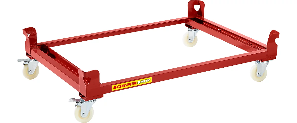 Chariot roulant 610x410 mm avec 4 roulettes pivotants (2 avec frein)