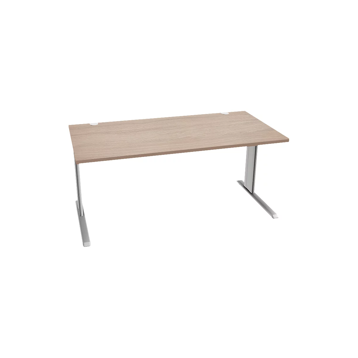 Schäfer Shop Pure desk PLANOVA BASIC, rechthoekig, C-poot, B 1600 x D 800 x H 717 mm, eiken/wit aluminium + kabelgoot