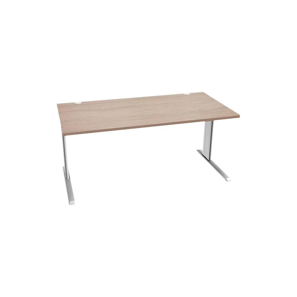 Schäfer Shop Pure Desk PLANOVA BASIC, rechthoekig, C-poot, B 1600 x D 800 x H 717 mm, eiken/wit + kabelgoot