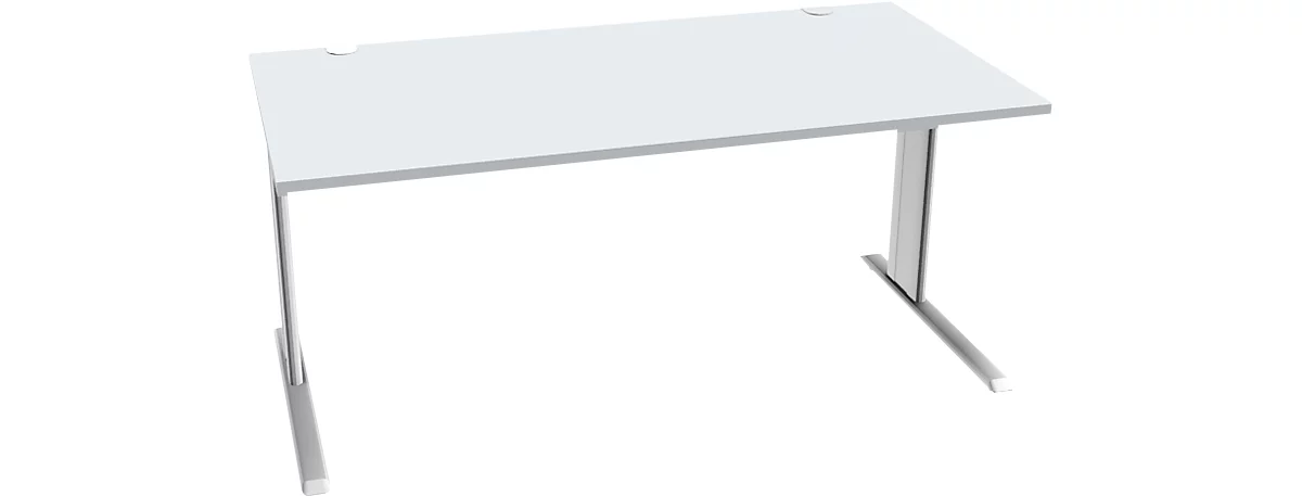 Schäfer Shop Pure Desk PLANOVA BASIC, rechthoekig, C-poot, B 1600 x D 800 x H 717 mm, lichtgrijs/wit + kabelgoot