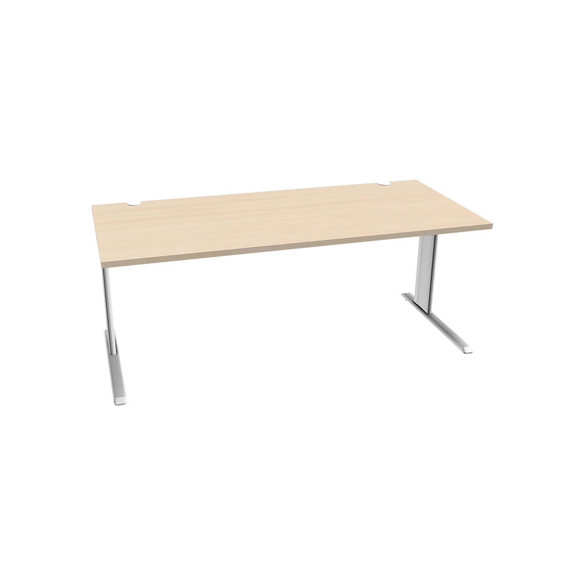 Schäfer Shop Pure Desk PLANOVA BASIC, rechthoekig, C-poot, B 1800 x D 800 x H 717 mm, ahorn/wit + kabelgoot