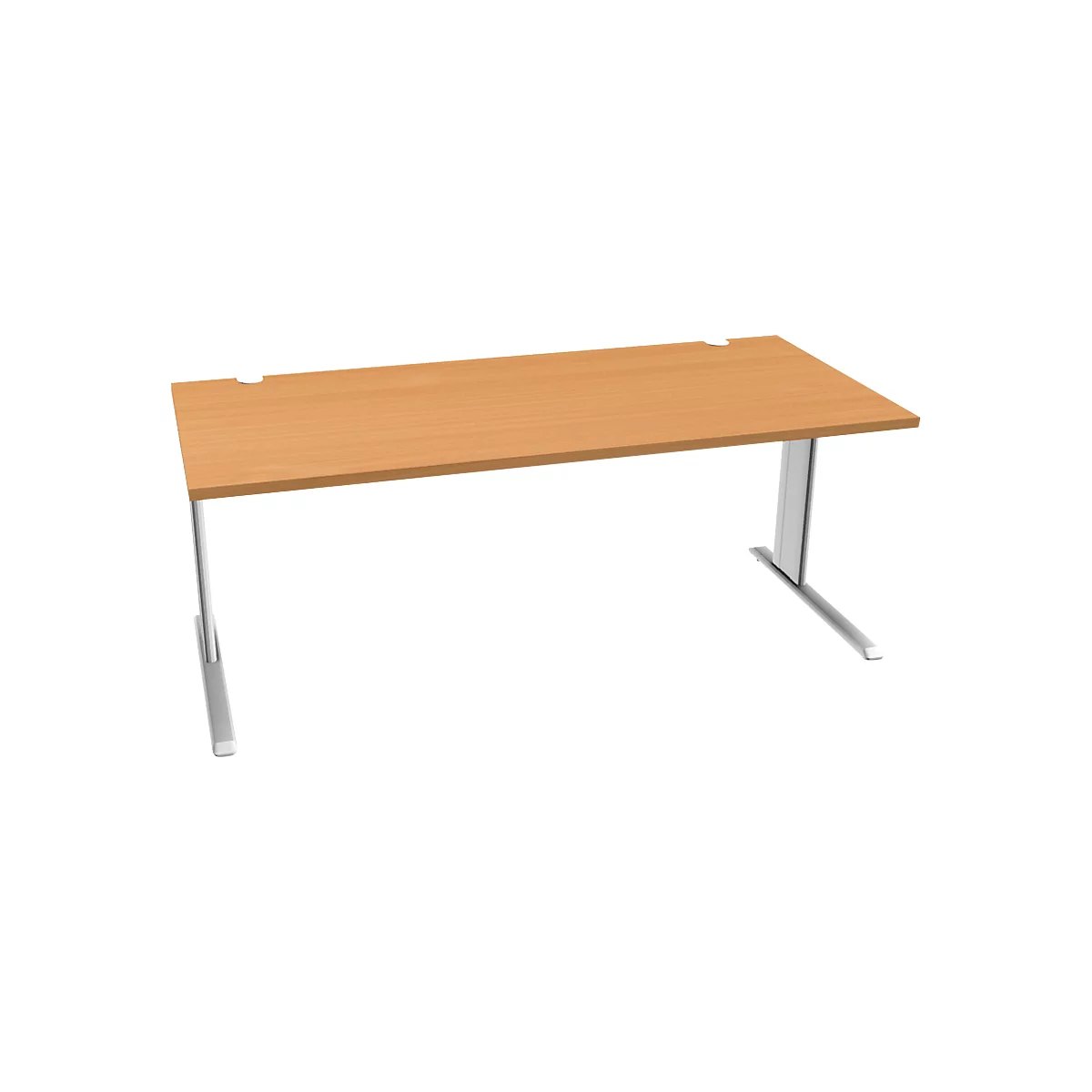 Schäfer Shop Pure Desk PLANOVA BASIC, rechthoekig, C-poot, B 1800 x D 800 x H 717 mm, beuken/wit + kabelgoot