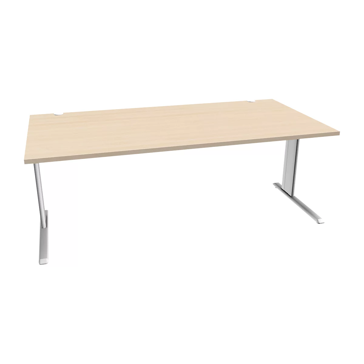 Schäfer Shop Pure Desk PLANOVA BASIC, rechthoekig, C-poot, B 2000 x D 1000 x H 717 mm, ahorn/wit + kabelgoot