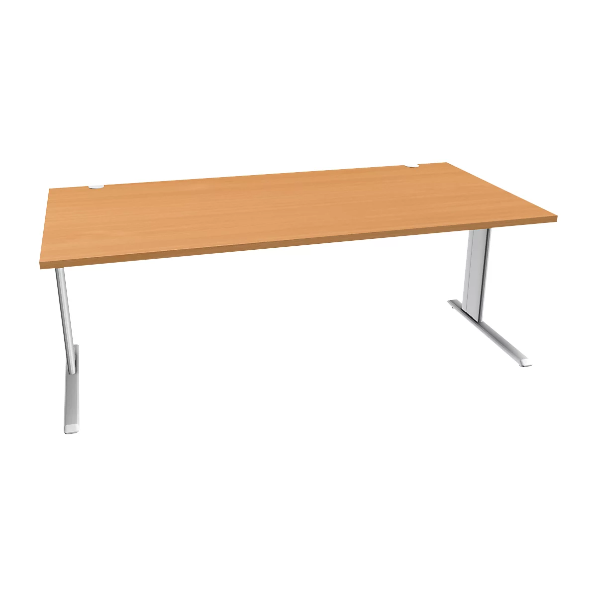 Schäfer Shop Pure Desk PLANOVA BASIC, rechthoekig, C-poot, B 2000 x D 1000 x H 717 mm, beuken/wit + kabelgoot