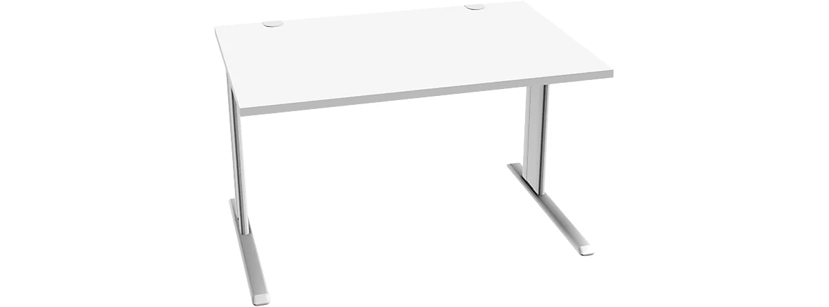 Schäfer Shop Pure Desk PLANOVA BASIC, rechthoekig, C-voet, B 1200 x D 800 x H 717 mm, wit + kabelgoot