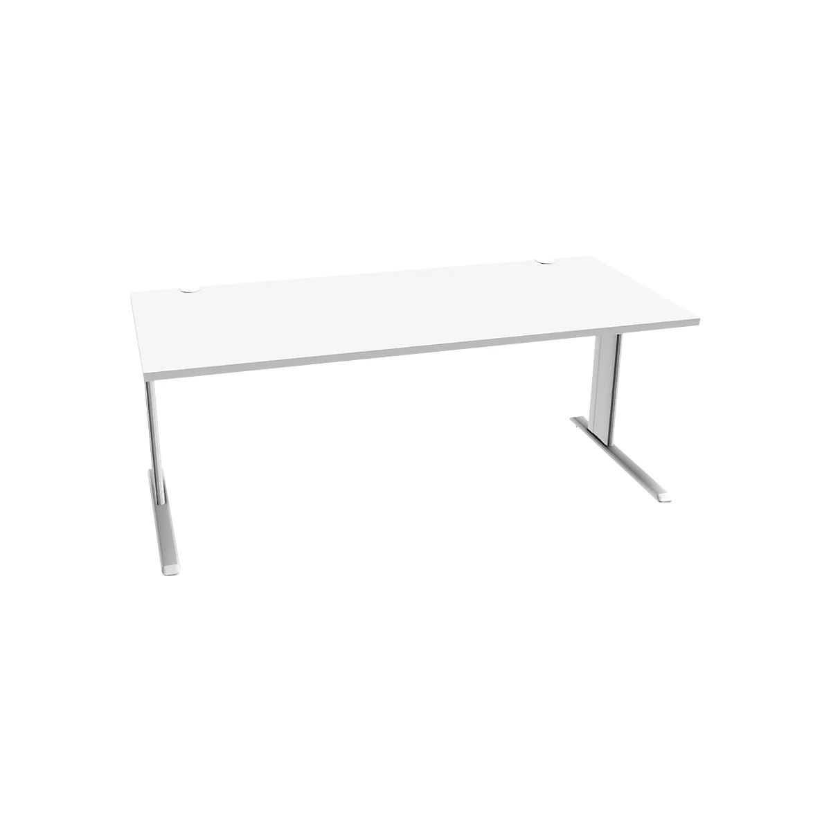 Schäfer Shop Pure Desk PLANOVA BASIC, rechthoekig, C-voet, B 1800 x D 800 x H 717 mm, wit + kabelgoot