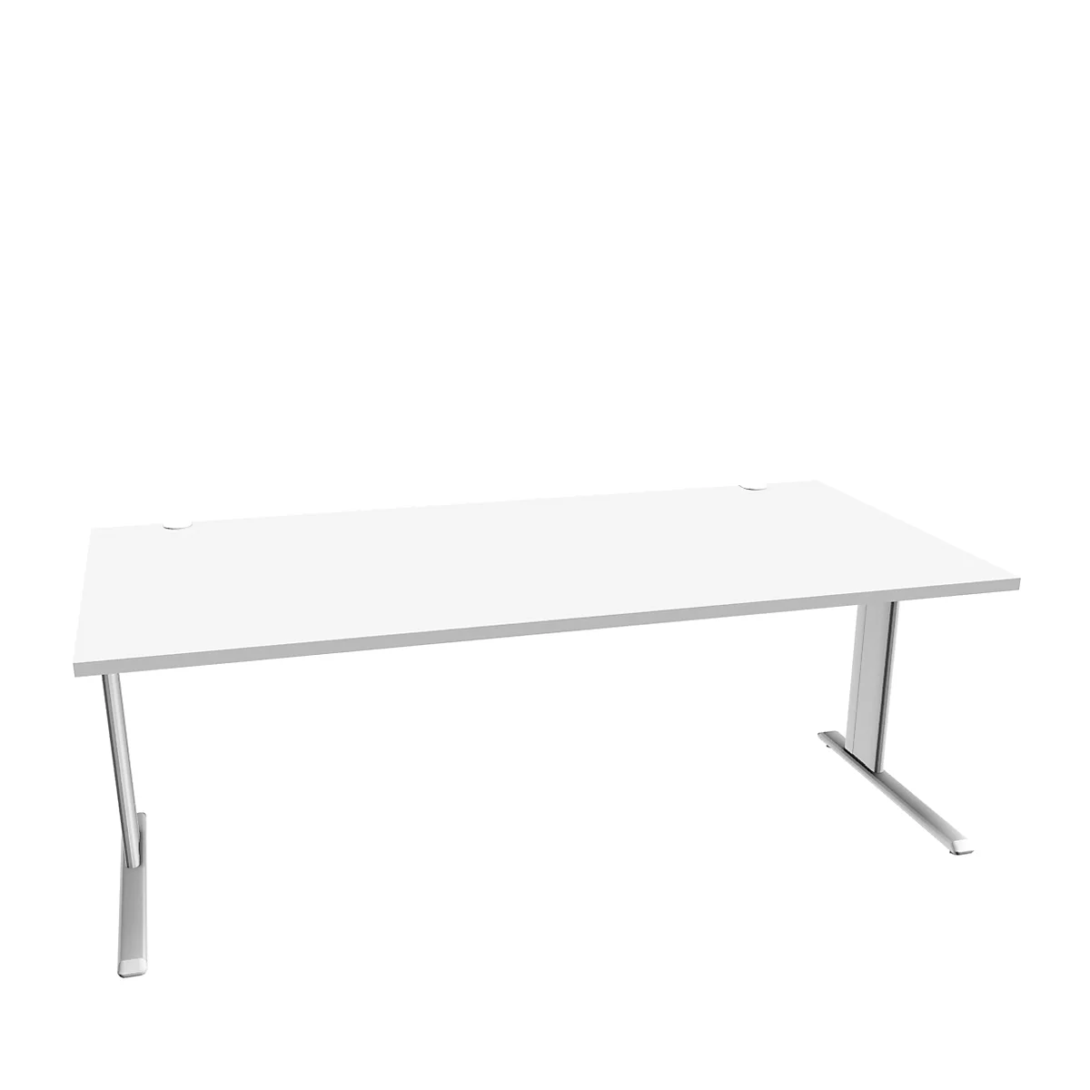 Schäfer Shop Pure Desk PLANOVA BASIC, rechthoekig, C-voet, B 2000 x D 1000 x H 717 mm, wit + kabelgoot