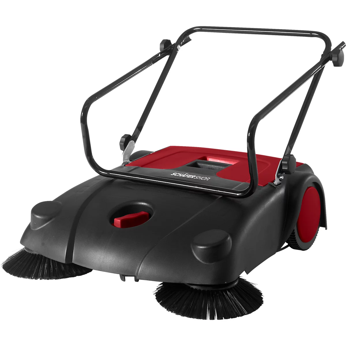 Schäfer Shop Pure Handkehrmaschine, Kehrleistung 2800 m²/h, bis 14 l, L 1100 x B 670 x H 980 mm, schwarz/rot