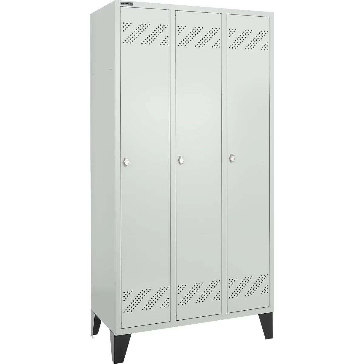 Schäfer Shop Pure Kledinglocker, 3 compartimenten, draaigrendelslot, lichtgrijs/lichtgrijs