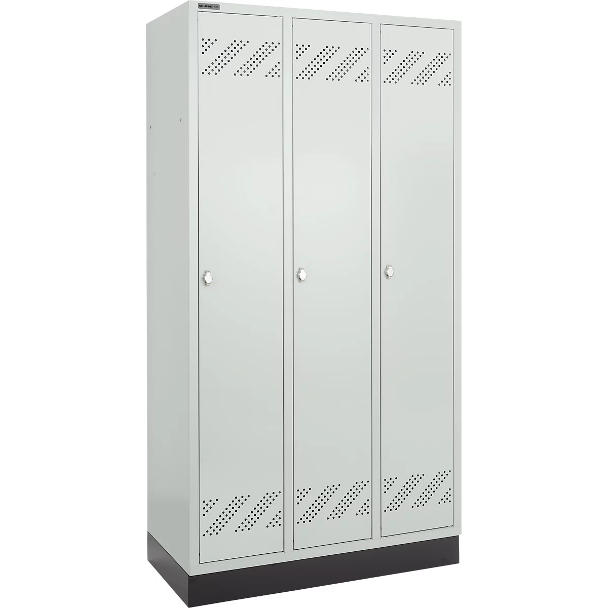 Schäfer Shop Pure Kledinglocker, 3 compartimenten, draaigrendelslot, lichtgrijs/lichtgrijs