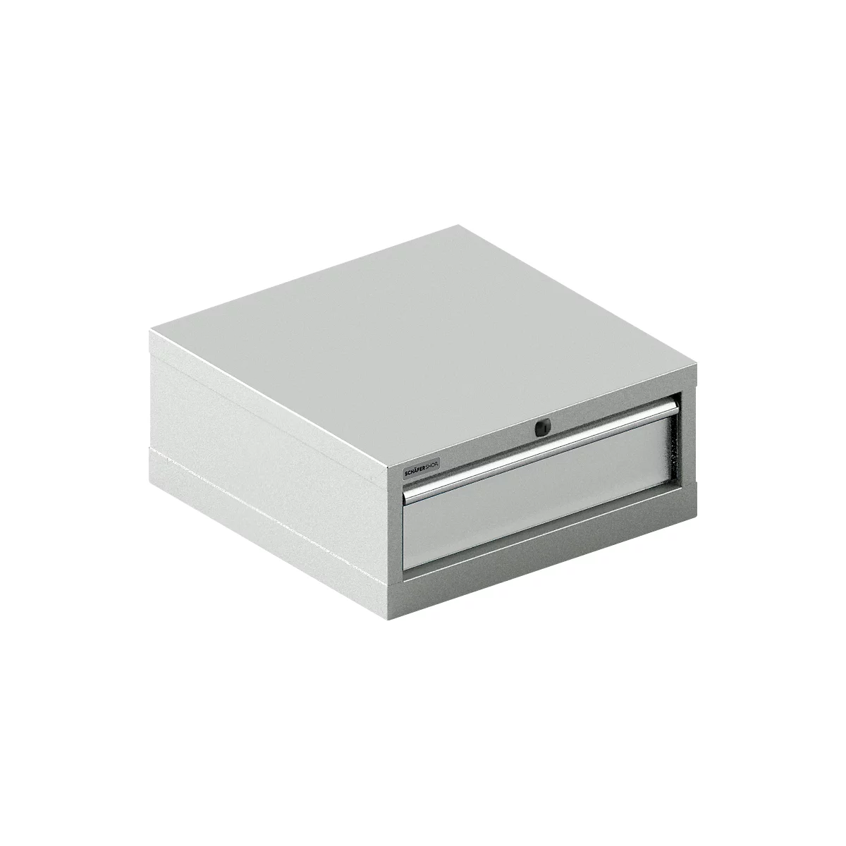Schäfer Shop Pure ladekast 27-27, 1 lade, tot 200 kg, B 564 x D 572 x H 250 mm, lichtgrijs/lichtgrijs.