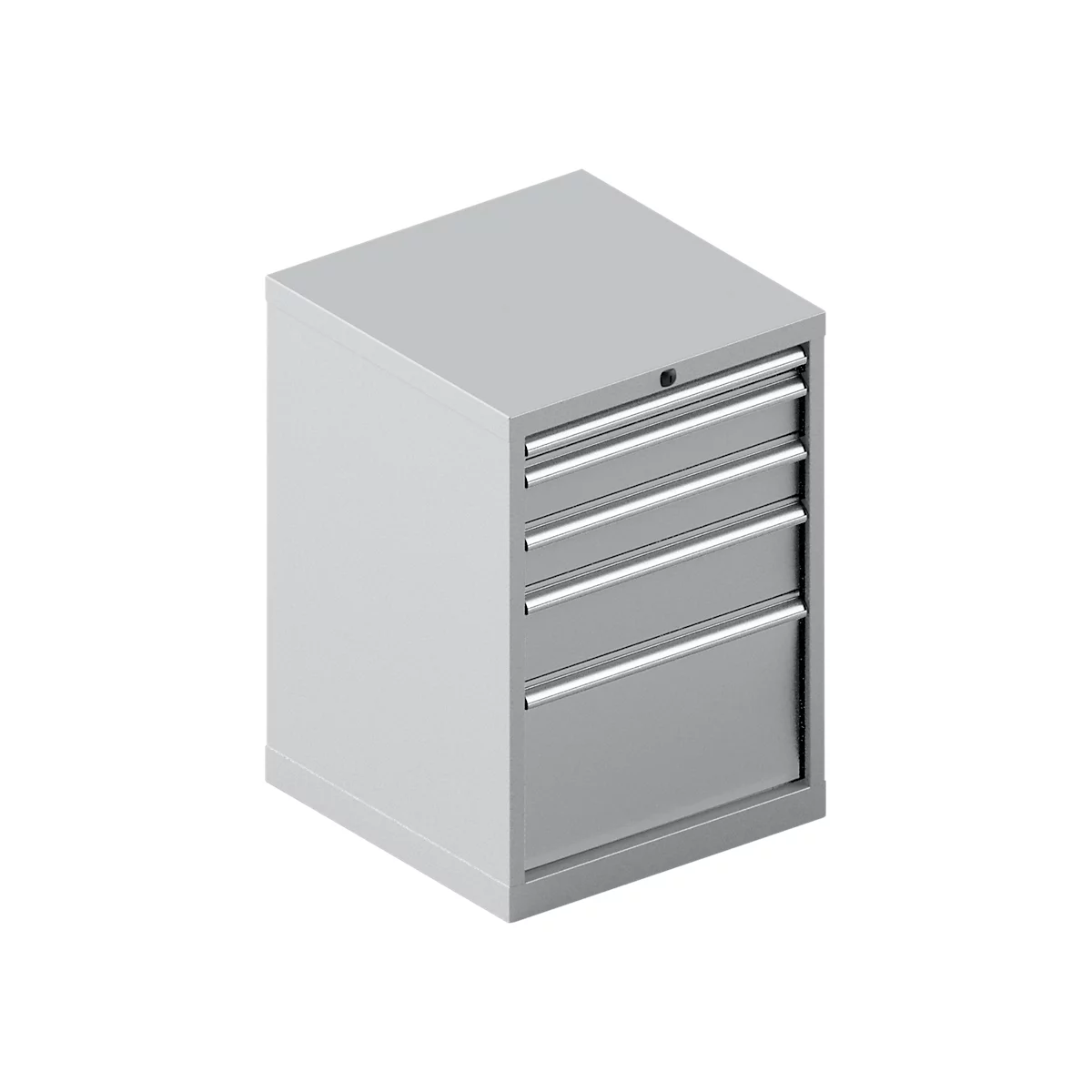 Schäfer Shop Pure ladekast 27-27, 5 laden, tot 75 kg, B 564 x D 572 x H 800 mm, wit-aluminium/wit-aluminium