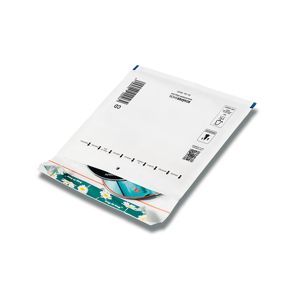 Schäfer Shop Pure Luchtkussenenvelop, 200 x 175 mm, voor CD 's, met zelfklevende sluiting, 10 stuks