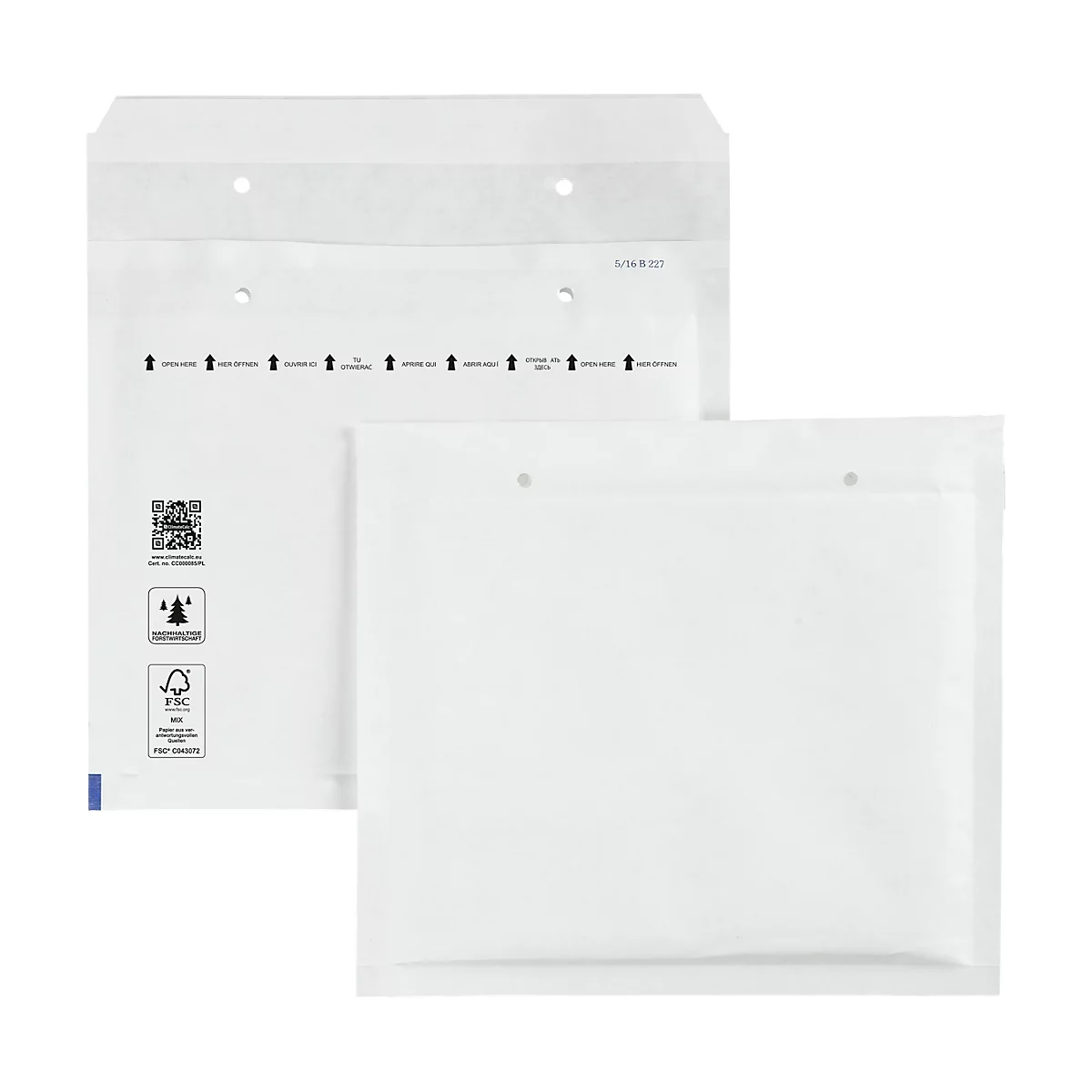 Schäfer Shop Pure Luchtkussenenvelop, 200 x 175 mm, voor CD 's, met zelfklevende sluiting, 10 stuks