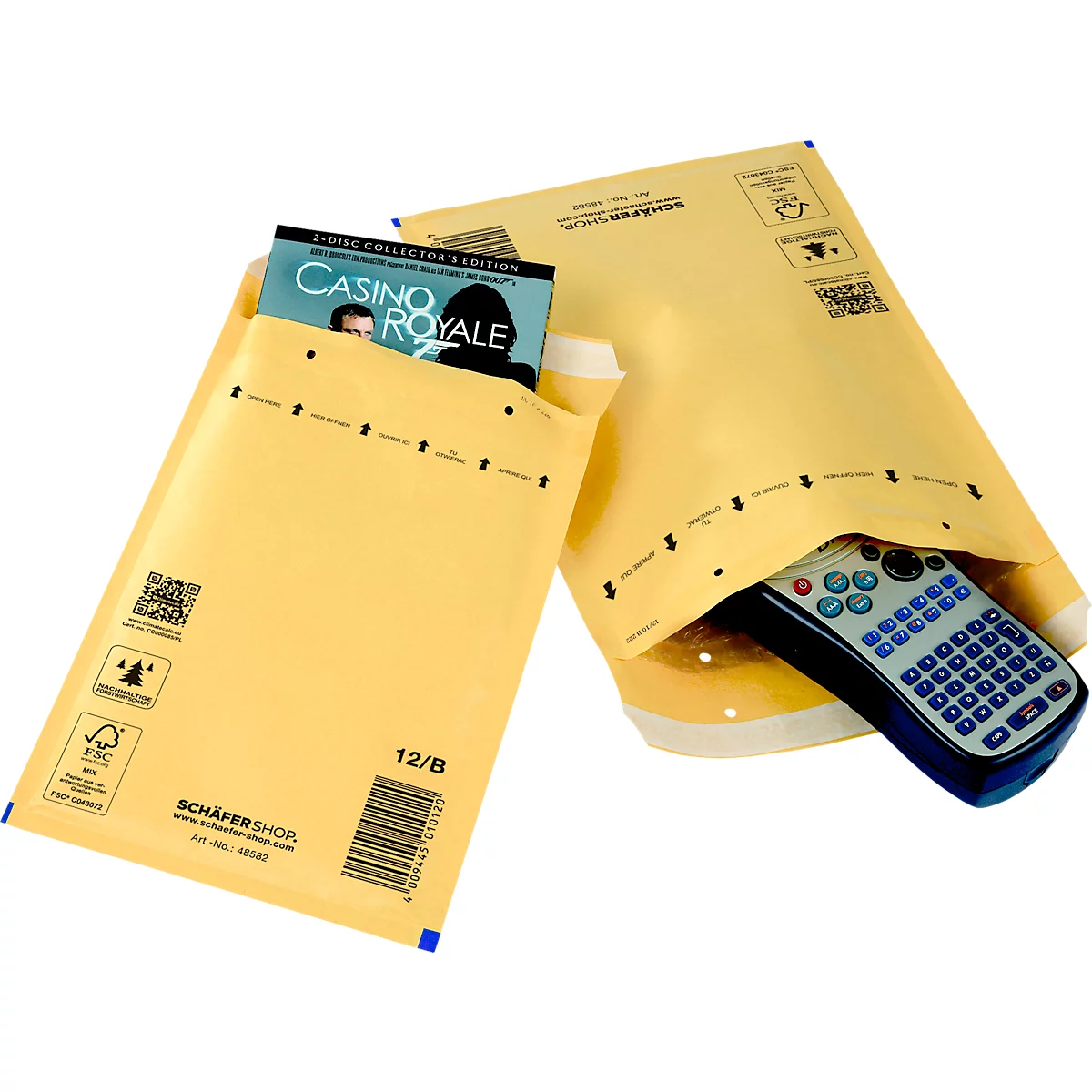 Schäfer Shop Pure Luchtkussenenvelop, goudgeel, 200 st., 120 x 215 mm / 140 x 225 mm