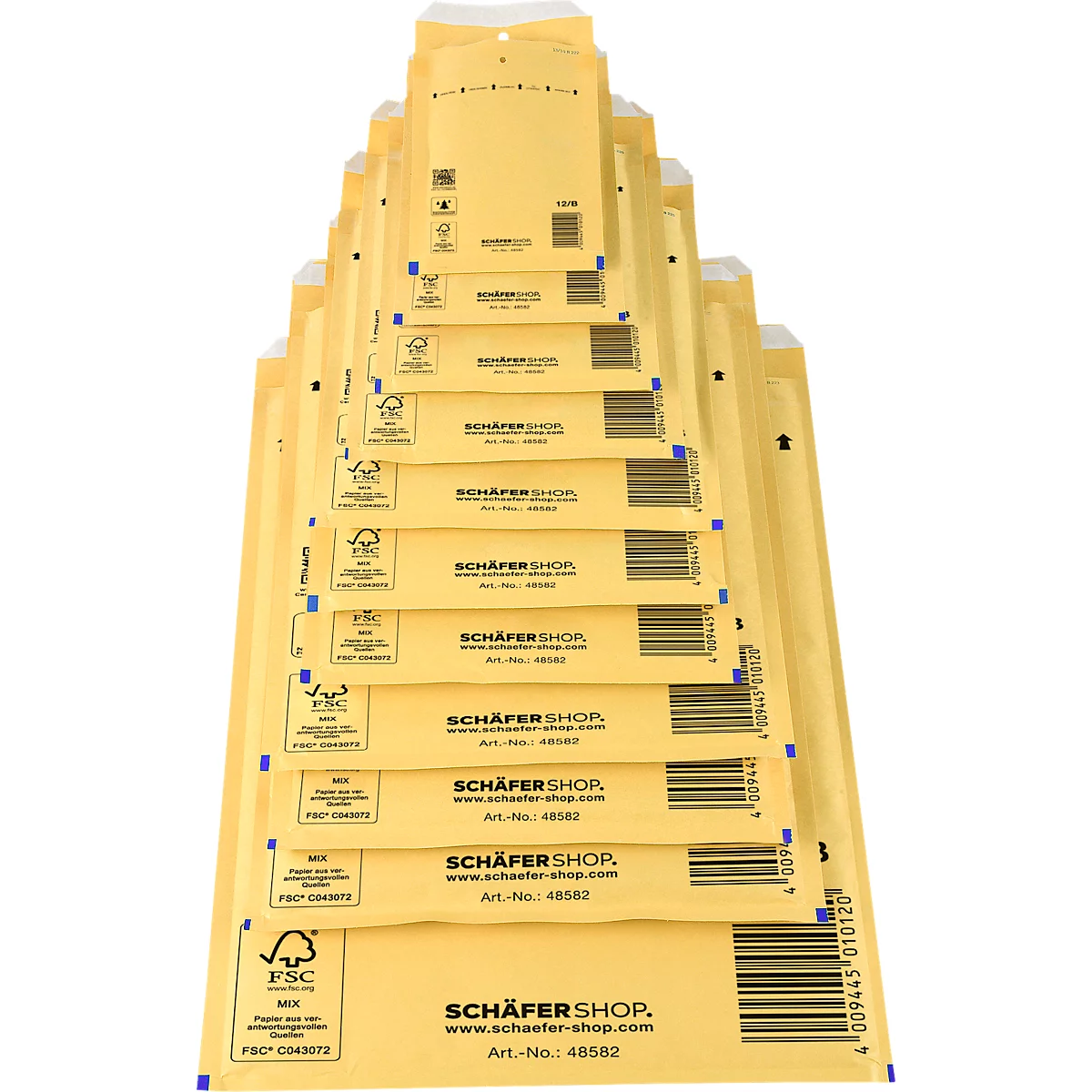Schäfer Shop Pure Luchtkussenenvelop, goudgeel, 200 st., 120 x 215 mm / 140 x 225 mm