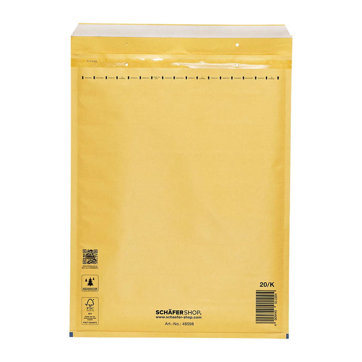 Schäfer Shop Pure Luchtkussenenvelop, goudgeel, 50 st., 350 x 470 mm / 370 x 480 mm