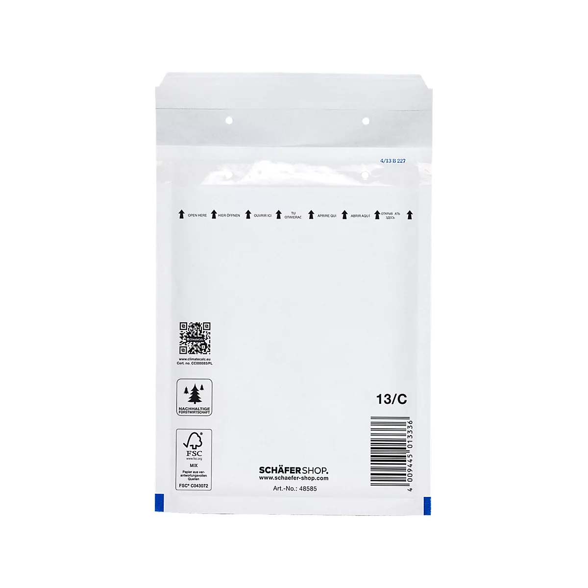 Schäfer Shop Pure Luchtkussenenveloppen,150 x 215 mm, wit, 10 stuks