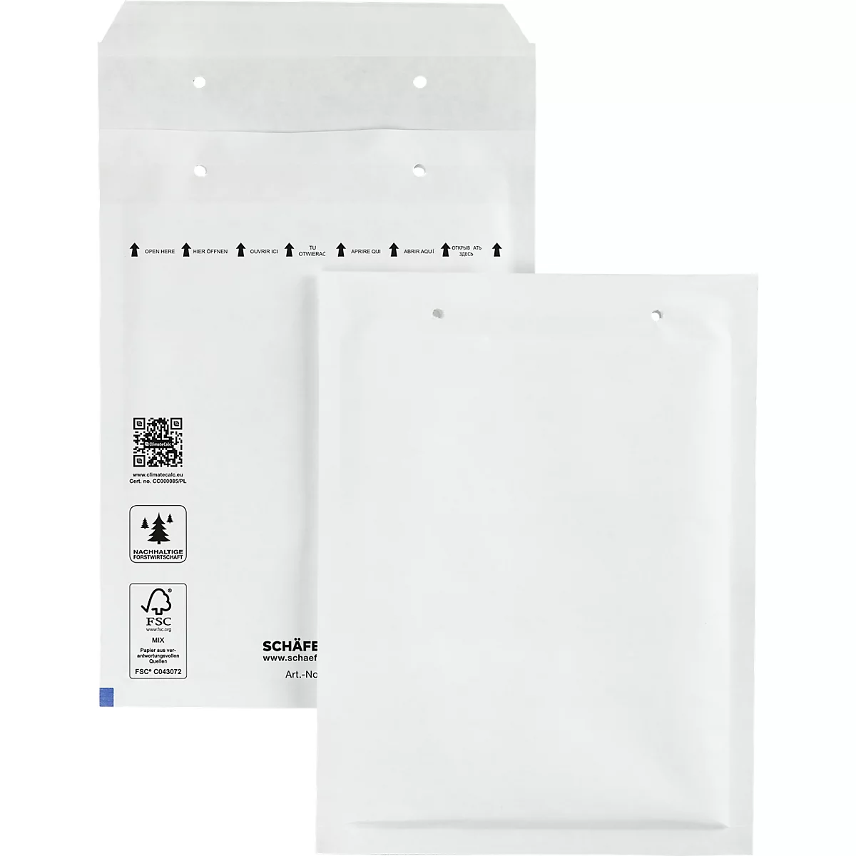Schäfer Shop Pure Luchtkussenenveloppen,150 x 215 mm, wit, 100 stuks