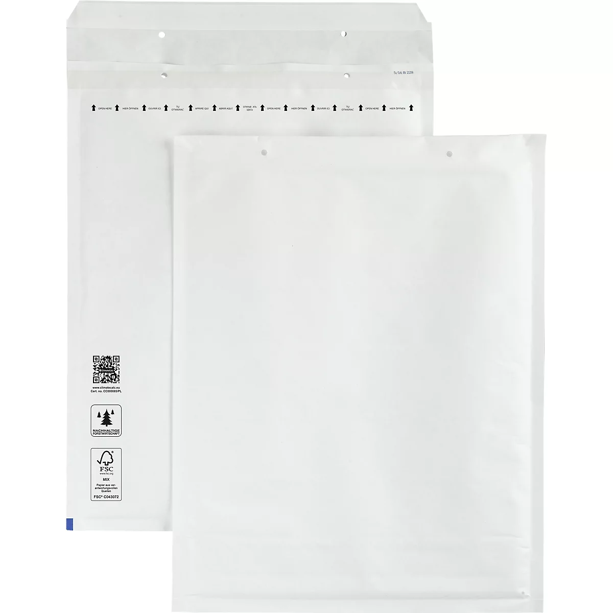 Schäfer Shop Pure Luchtkussenenveloppen,270 x 360 mm, wit, 100 stuks
