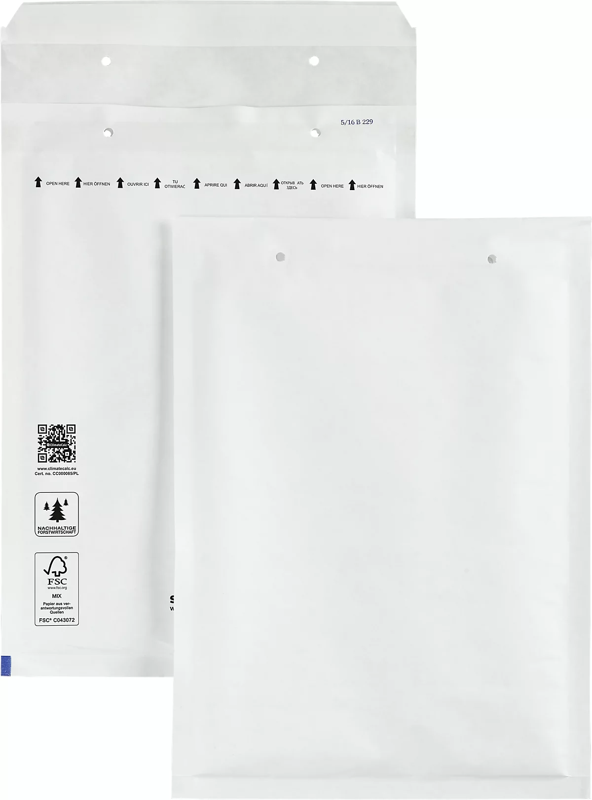 Schäfer Shop Pure Luftpolstertasche, weiß, 10 St., 180x265 mm (A5), 200x275 mm
