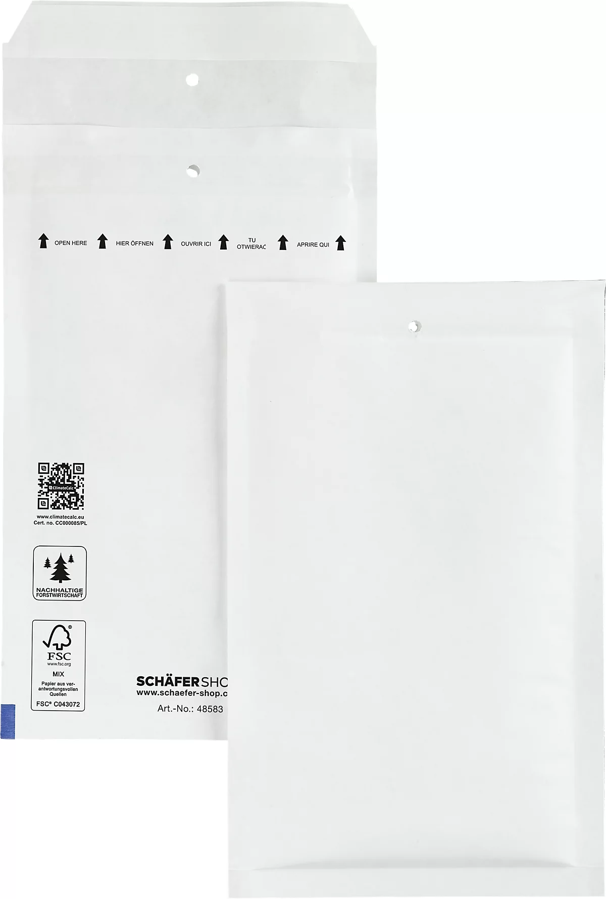 Schäfer Shop Pure Luftpolstertasche, weiß, 200 St.,120x215 mm/140x225 mm