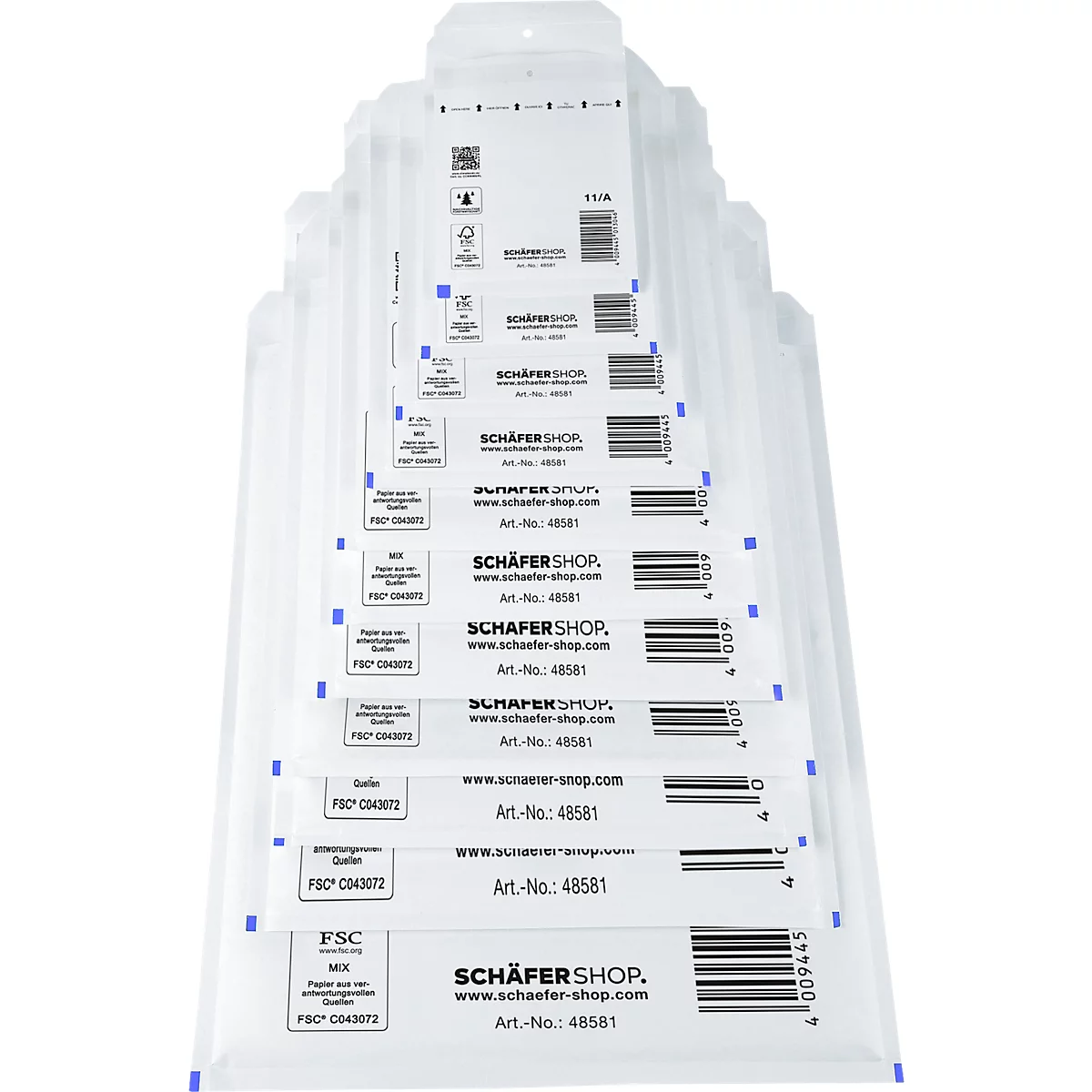 Schäfer Shop Pure Luftpolstertasche, weiß, 200 St., 95x165 mm/120x175 mm